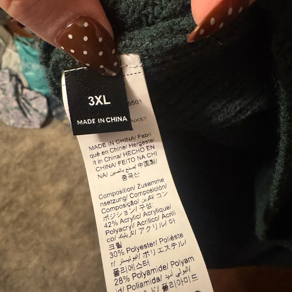 Women’s Forest Green Plus Size Sweater with Lace Trim - Size 3X - Picture 4 of 4
